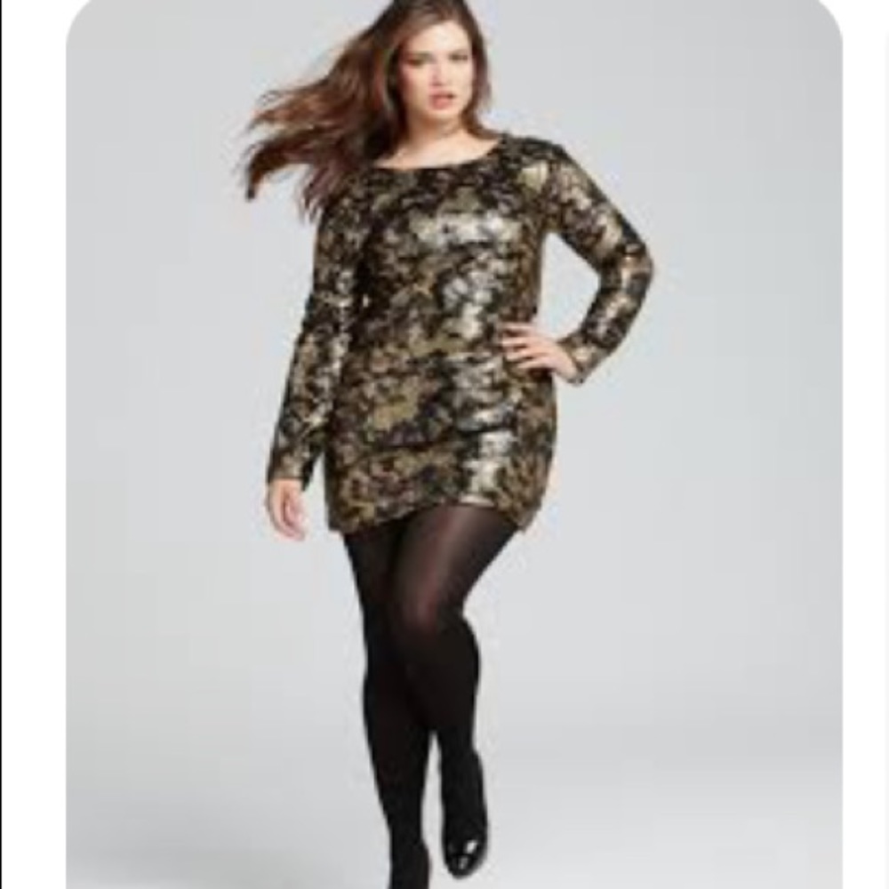 Prairie New York Black/Gold‎ Sequin Mini Dress Sz. 20 NWT